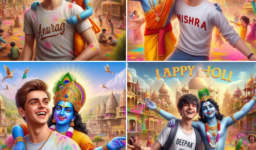 Vrindavan Holi 3D Photo Editing Bing Image Creator Happy Holi with Krishna