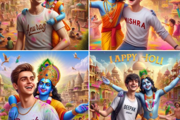 Vrindavan Holi 3D Photo Editing Bing Image Creator Happy Holi with Krishna