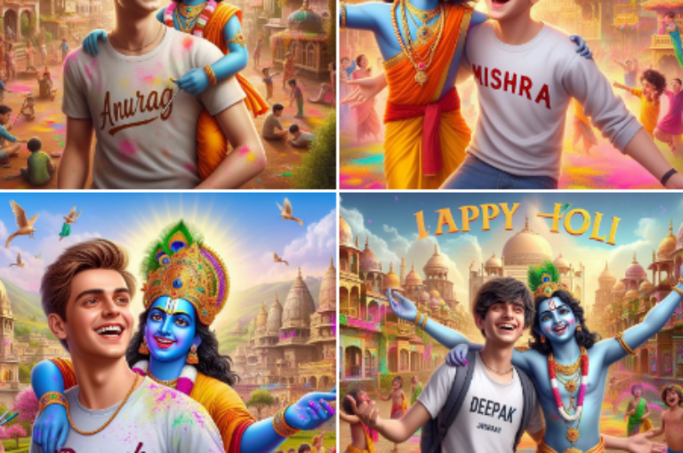 Vrindavan Holi 3D Photo Editing Bing Image Creator Happy Holi with Krishna